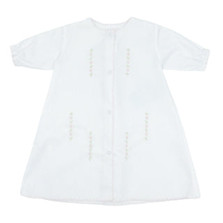 Girls Long-sleeve Daygown with Flower Embroidery and Scallop Trim