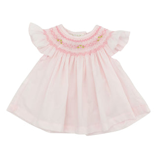 Angel-sleeve Bishop Dress with Bloomers - Pink