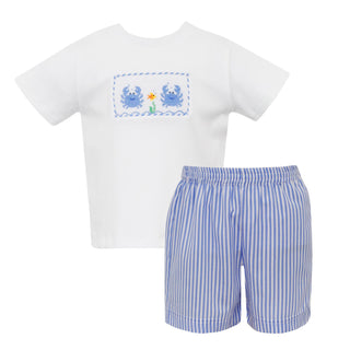 Boys Smocked Crab T-shirt and Shorts Set - FINAL SALE