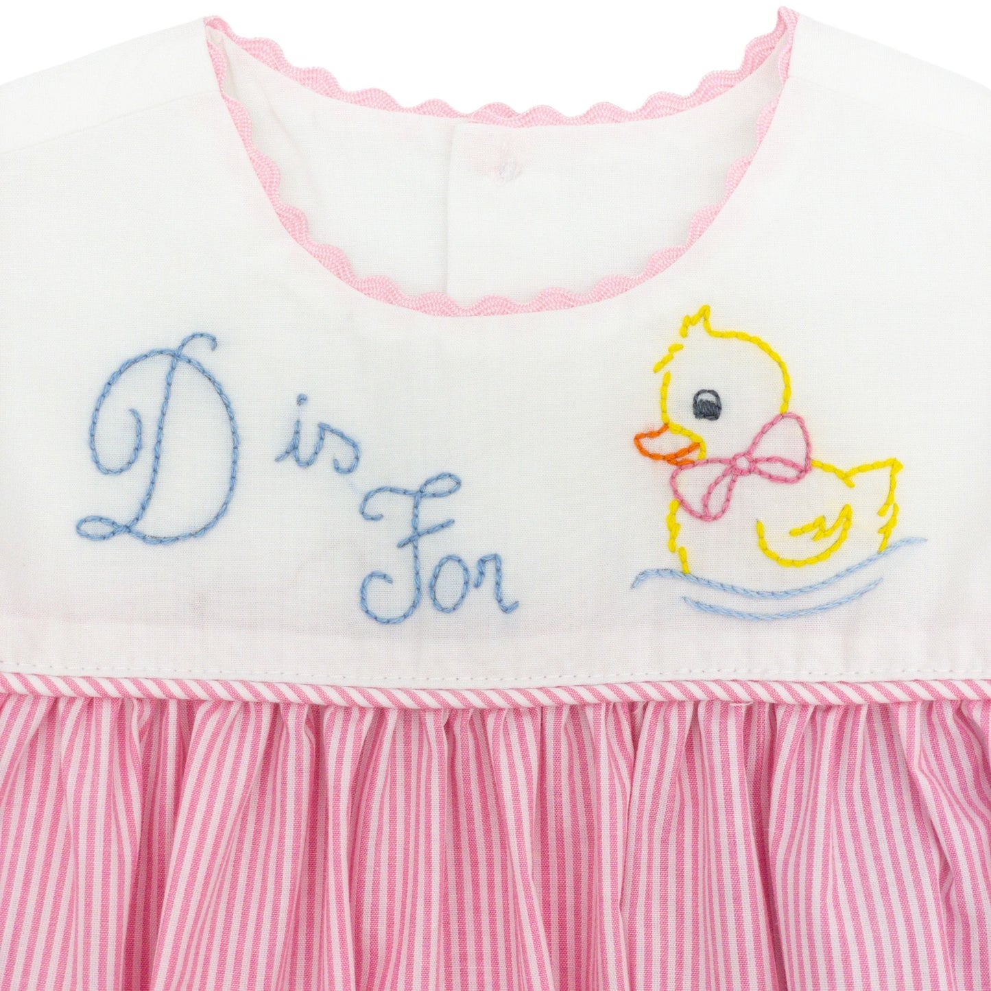 Girls Logan Yoke Bubble with D is for Duck Hand-embroidery