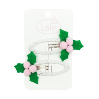 Holly Pom Pom Clip Set