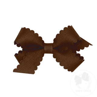 Scallop Edge Hair Bow - Coffee