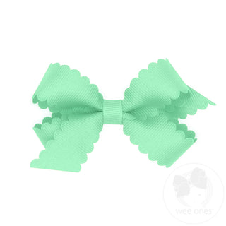 Scallop Edge Hair Bow - Mint
