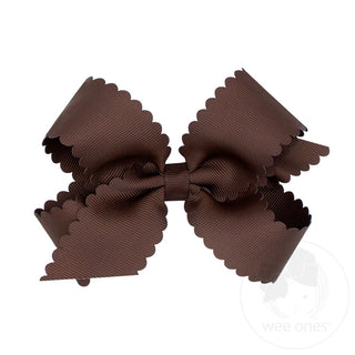 Scallop Edge Hair Bow - Coffee