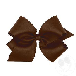 Scallop Edge Hair Bow - Coffee