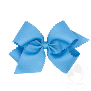 Scallop Edge Hair Bow - Cobalt