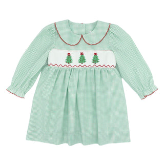 Dress with Christmas Tree Smocking