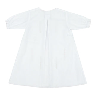 Girls Long-sleeve Daygown with Flower Embroidery and Scallop Trim