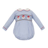 Santa Faces on Blue Gingham