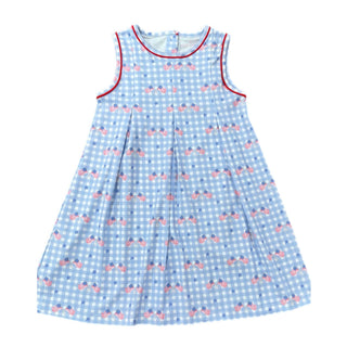 *PRE-ORDER* Penny Pima Knit Pleat Dress - Patriotic Gingham