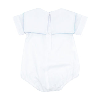 Boy Bubble with Square Collar - White