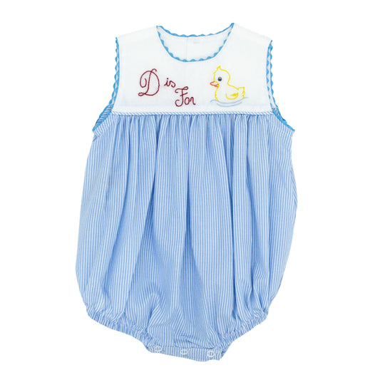 Boys Logan Yoke Bubble with D is for Duck Hand-embroidery