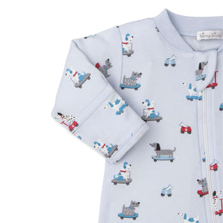 Printed Zipper Footie - Skateboarding Pups