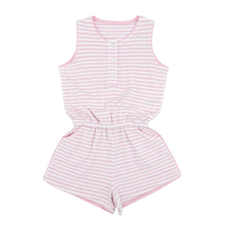 Terrycloth Romper - Light Pink Stripe