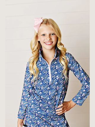 Pull Over Top - Navy Ditsy Floral