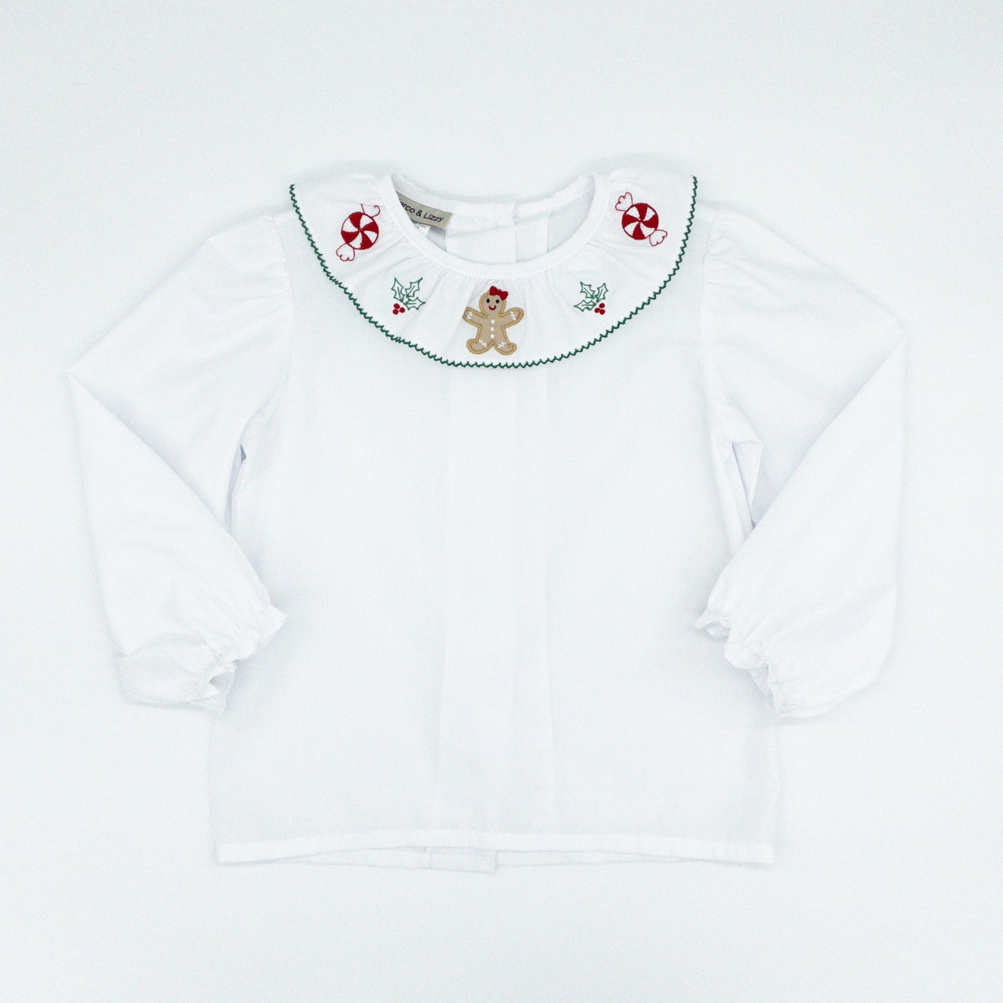 Ruffle Collared Blouse with Gingerbread Embroidery - FINAL SALE