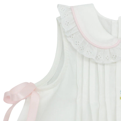 Abbie Collared Dress with Flower Hand-Embroidery