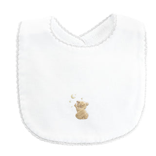 Bib with Crochet Trim and Embroidery - Teddy