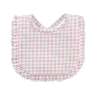 Printed Bib with Ruffle - Pink Gingham