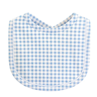 Printed Bib with Piping - Blue Gingham