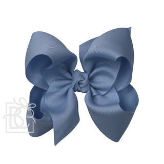 Grosgrain Double Knot Hair Bow - Smoke Blue