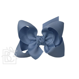 Grosgrain Double Knot Hair Bow - Smoke Blue