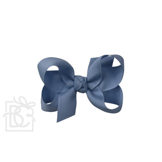 Grosgrain Double Knot Hair Bow - Smoke Blue