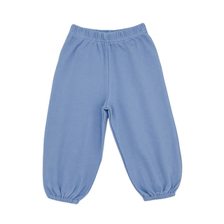 Boys Knit Gathered Pants - Sky Blue