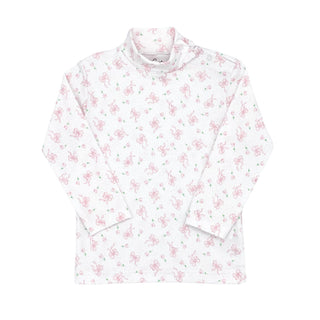 Bow Print Pima Turtleneck