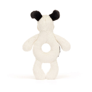 Bashful Rufferty Black & Cream Puppy Ring Rattle