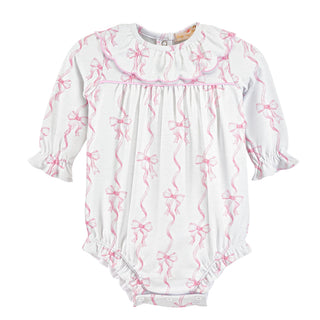 Girls Printed Bubble with Embroidered Collar - Coquette Bows