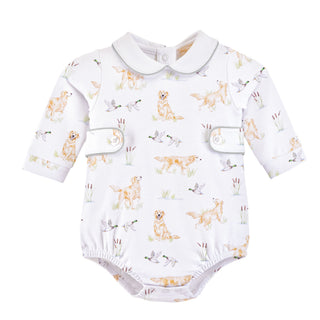 Printed Knit Bubble with Round Collar - Goldens and Mallards