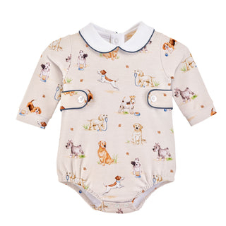 Printed Knit Bubble with Round Collar - Dog Days