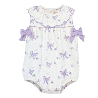 Girls Printed Bib Bubble - Lavender Bows
