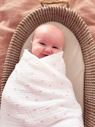 Muslin Swaddle - Pink Stars