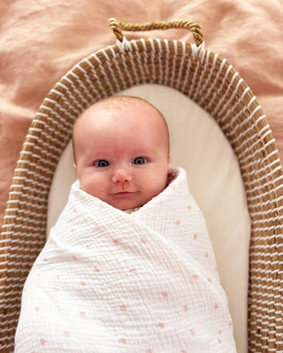 Muslin Swaddle - Pink Stars