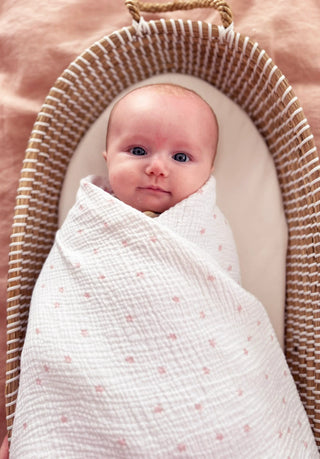 Muslin Swaddle - Pink Stars