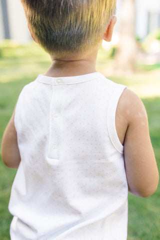 *PRE-ORDER* Boys Pima Knit Bubble - Blue Dots