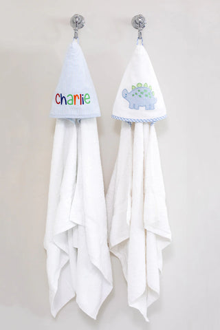 Everykid Hooded Towel - Blue Seersucker Stripe