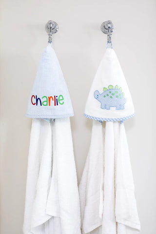 Everykid Hooded Towel - Blue Seersucker Stripe