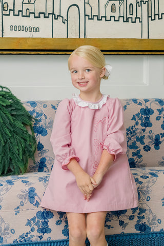 *PRE-ORDER* Long-sleeve Blushing Bow Dress