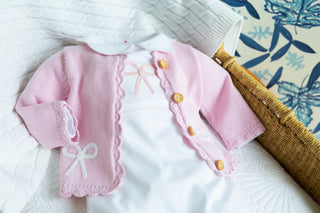 Crochet Cardigan - Pink Bow