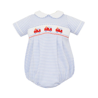 *PRE-ORDER* Boys Knit Bubble with Smocked Fire Trucks