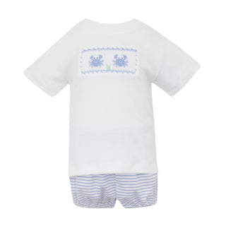 *PRE-ORDER* Boys Knit Diaper Set with Smocked Crabs