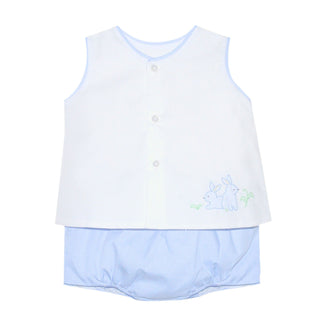 Boys Peyton Diaper Set with Bunnies Shadow Embroidery