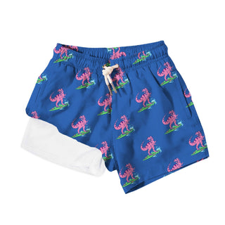 Boys Swim Trunks with Compression Liner - Jurassic Beach