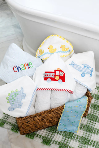 Everykid Hooded Towel - Blue Seersucker Stripe