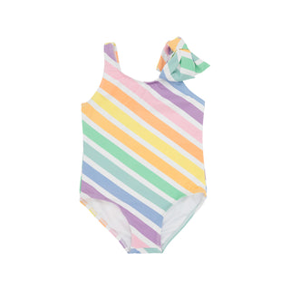 Brookhaven Bow Swim Suit - Rainbow Rollerskate Stripe - FINAL SALE