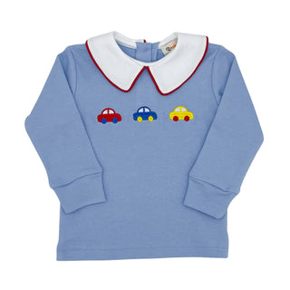 Boys Long-sleeve Collared shirt with Cars Embroidery