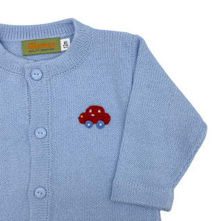 Boys Cardigan with Crocheted Car